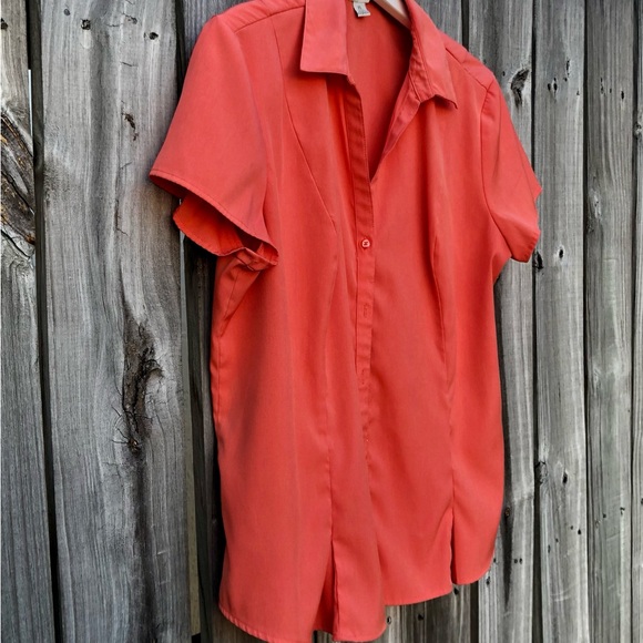 C EST 1946 Coral Shirt Button Up Blouse Sz. XL Lightweight - Picture 6 of 10